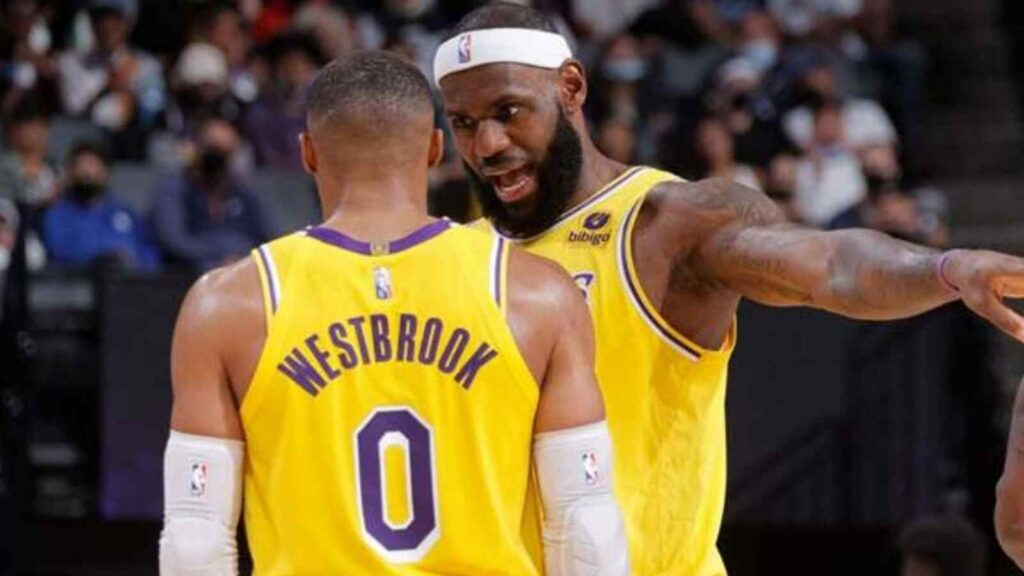 LeBron James and Russell Westbrook of the Lakers