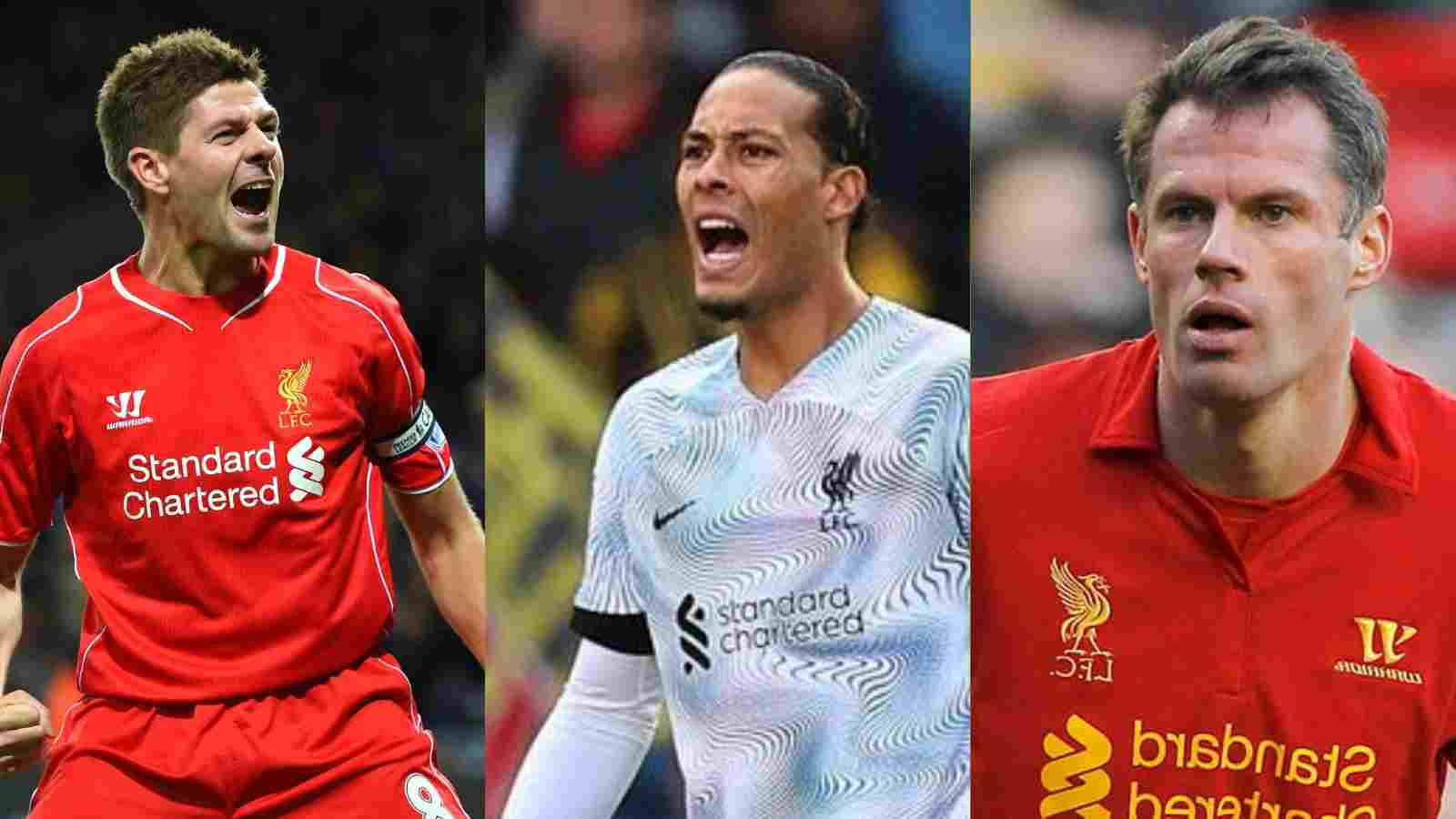 Liverpool stars Steven Gerrard, Virgil van Dijk and Jamie Carragher