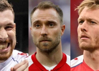 Pierre-Emile Hojbjerg(left), Christian Eriksen(middle), Simon Kjaer(right)