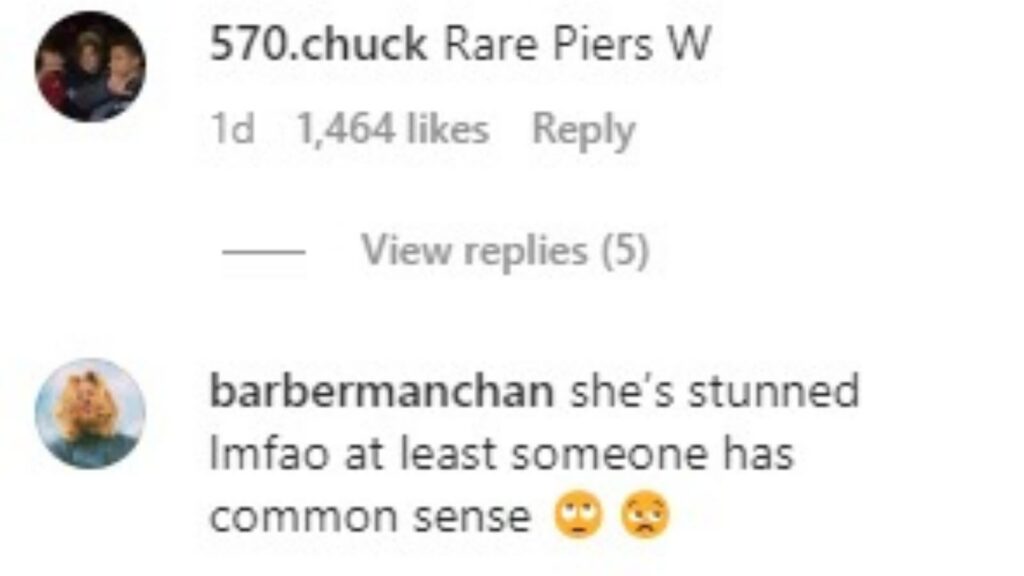 Comments in response to Piers Morgan's take [Image Courtesy - BroniXFight's Instagram]