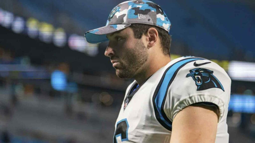 Panthers' Baker Mayfield goes viral for headbutting teammates without helmet  after victory over Falcons