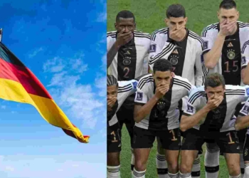 Germany's flag and their players.