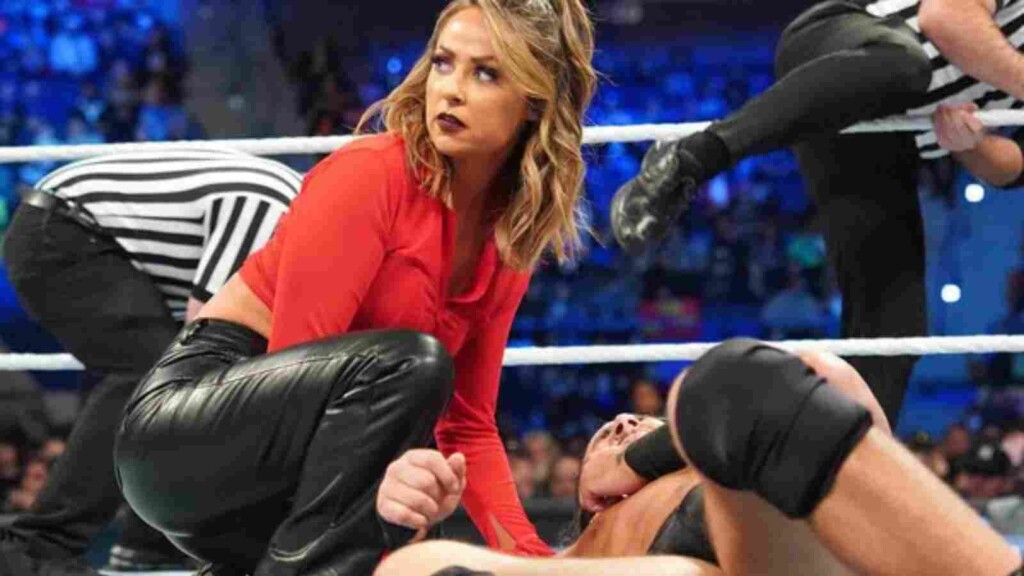 Emma overseeing Madcap Moss on WWE SmackDown 