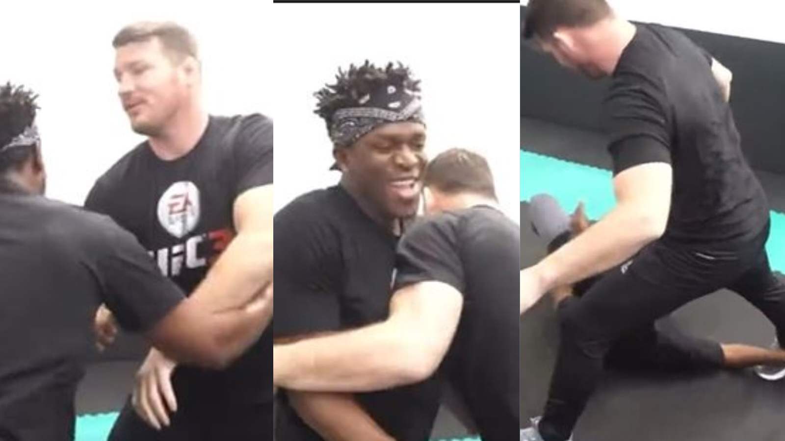 WATCH: Michael Bisping hilariously tosses YouTube boxer KSI on the floor in “friendly” training session