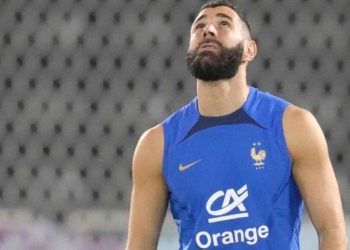 Karim Benzema training for the France national team