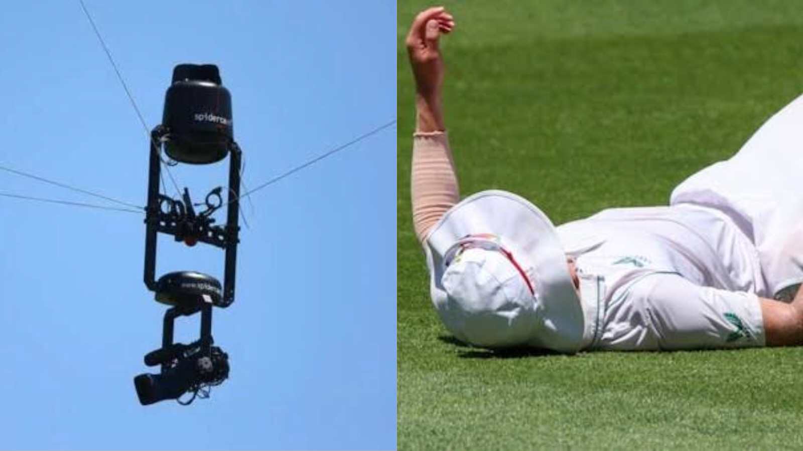 WATCH: Spider camera hits Anrich Nortje and knocks him down during SA vs AUS Test match