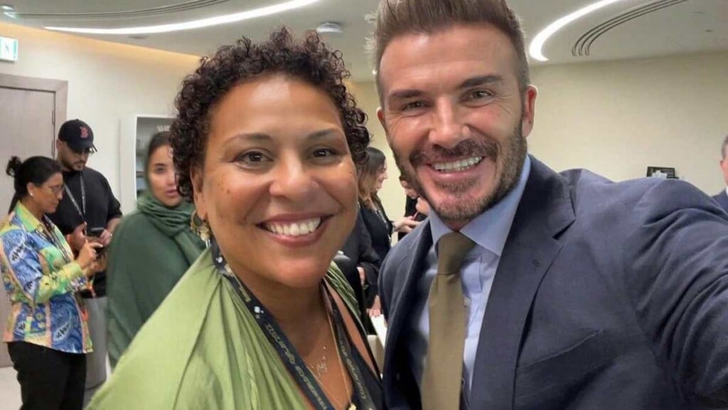 David Beckham with Kely Christina Arantes do Nascimento