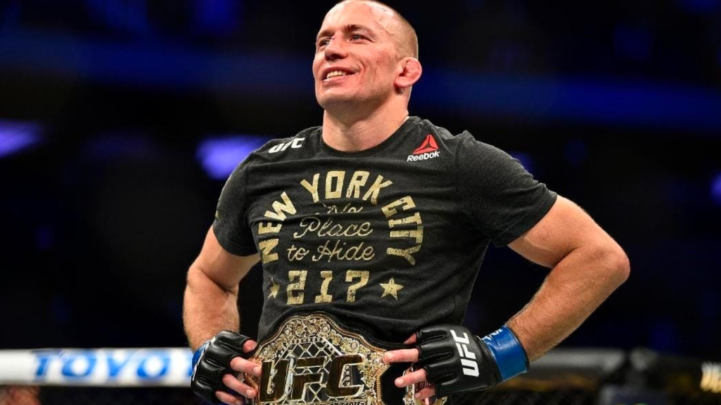 Georges St-Pierre after winning the middleweight title at UFC 217