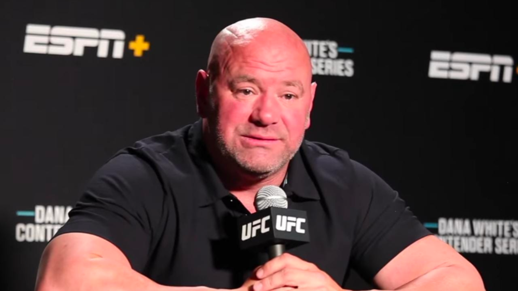 Dana White during a press conference 