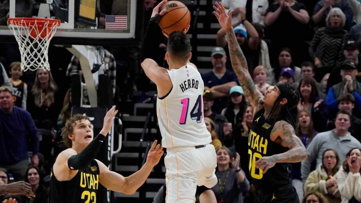 WATCH: Tyler Herro calls game drilling an INSANE game-winning buzzer-beating three-pointer to send Heat past Jazz