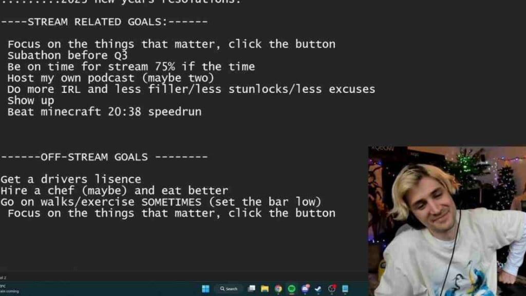 "I have goals, okay?", xQc makes a to-do list for his 2023 New Year resolution