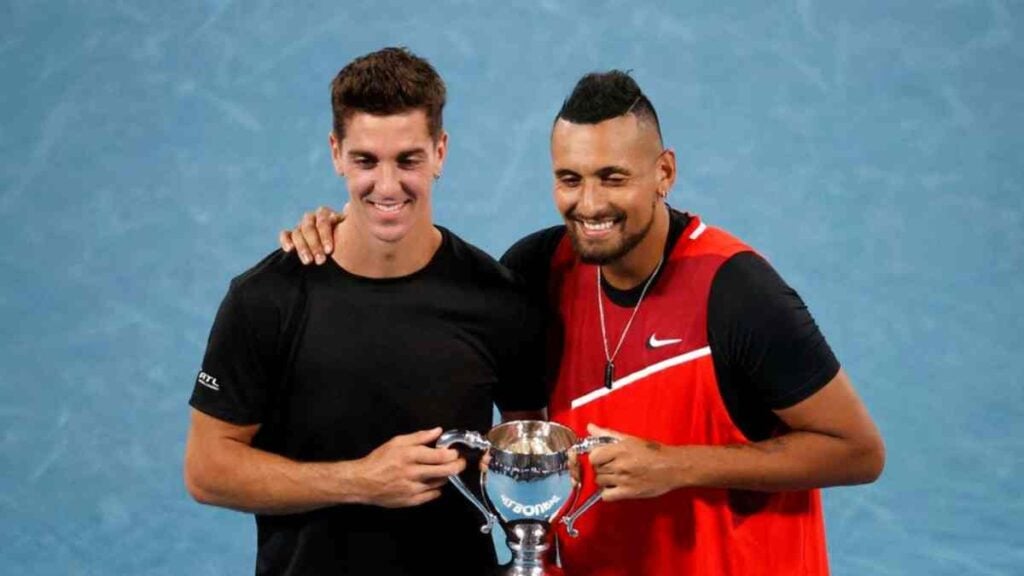 Nick Kyrgios and Thanasi Kokkinakis lift the 2022 Australian Open doubles title