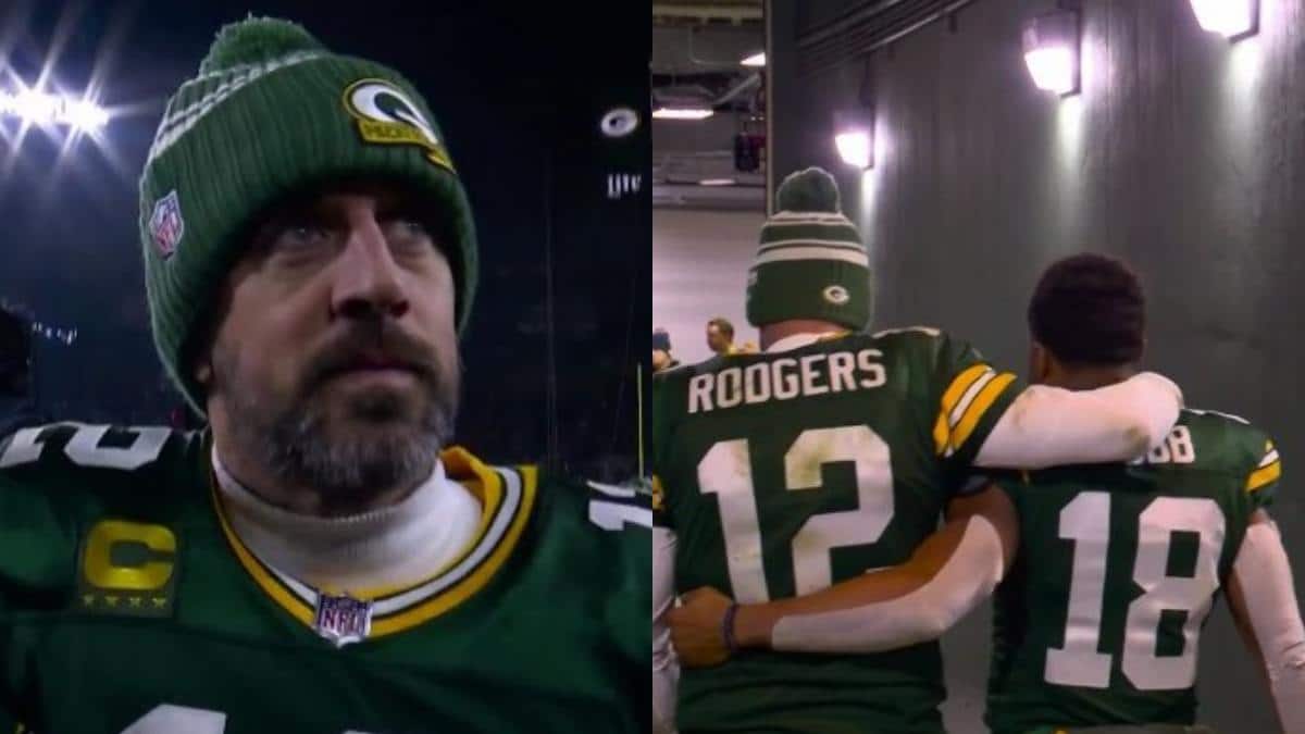 WATCH: “End of an era?” – Aaron Rodgers and Randall Cobb’s EMOTIONAL walk in the tunnel after losing to the Lions has the internet fetching tissues