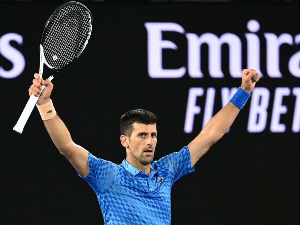 Novak Djokovic celebrates his win