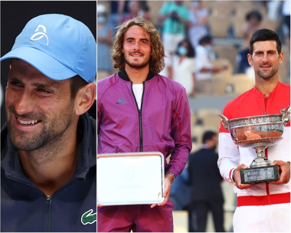 Novak Djokovic gets embarrassed during press conference speaking on Stefanos Tsitsipas’ Grand Slam record