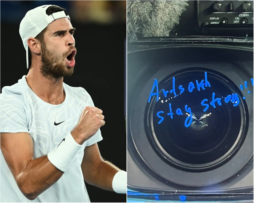 Karen Khachanov lands in trouble for writing a ‘provocative’ political message following his quarter-final win at the Australian Open