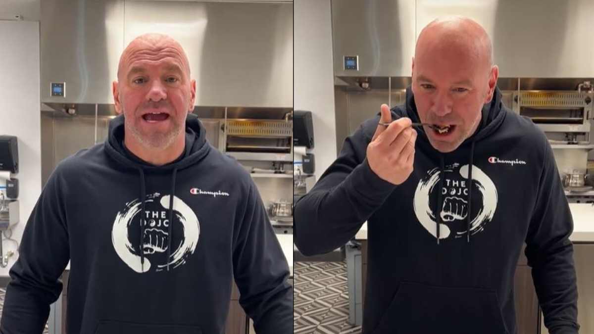 “Slap it Saturday” – Fans go wild as unfazed Dana White tries Bologna Pie after wife-slap controversy