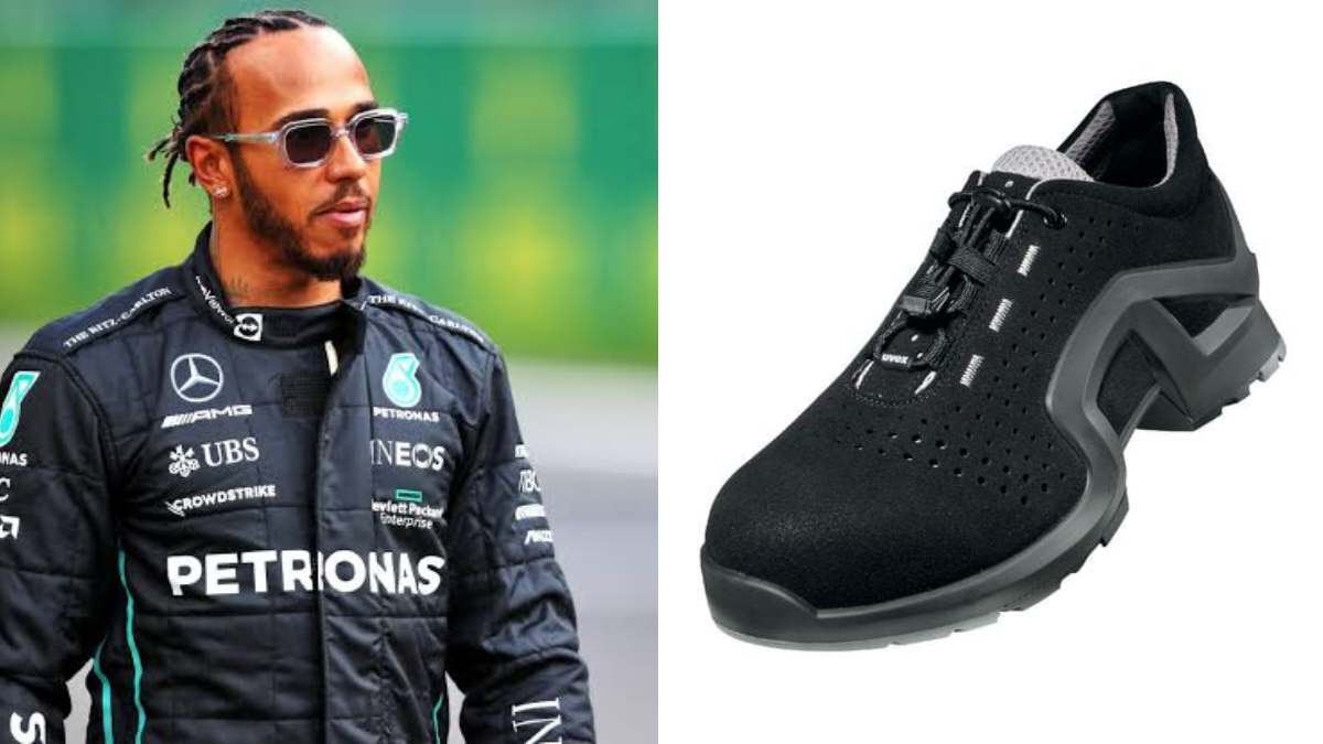 “Horrible but Lewis makes them look good,” Twitter reacts as Lewis Hamilton turns up for work in the “safety shoes” that he is absolutely obsessed with