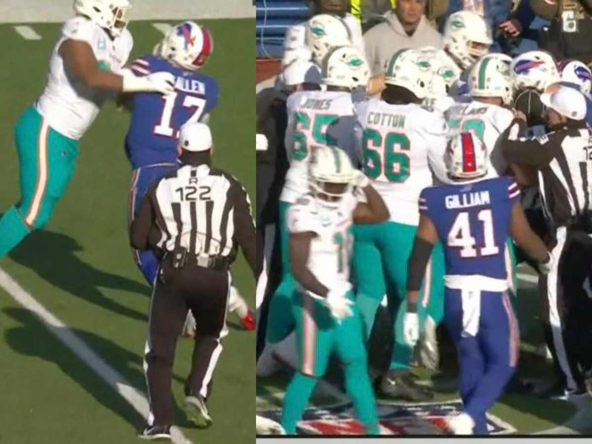 Watch: Josh Allen and Christian Wilkins get into vicious on-field BRAWL during Bills vs Dolphins wild-card playoff game