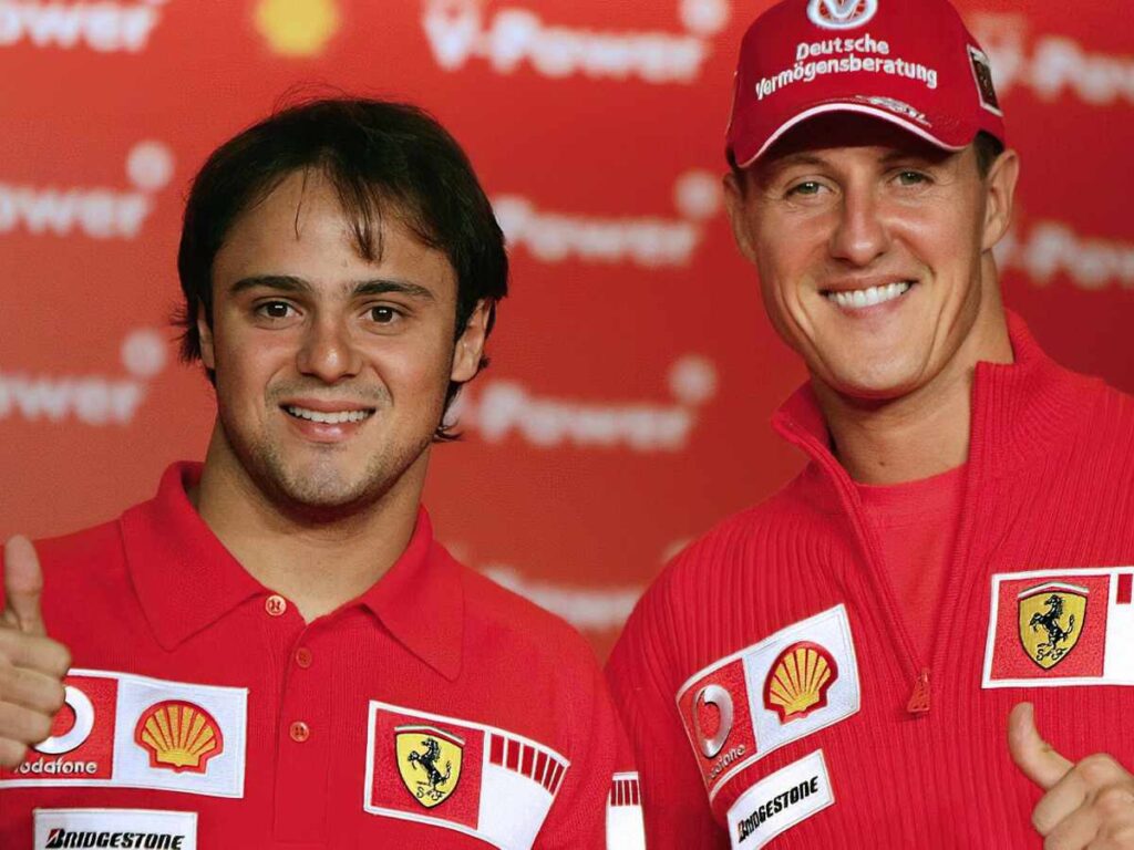 Felipe Massa (L) and Michael Schumacher (R)