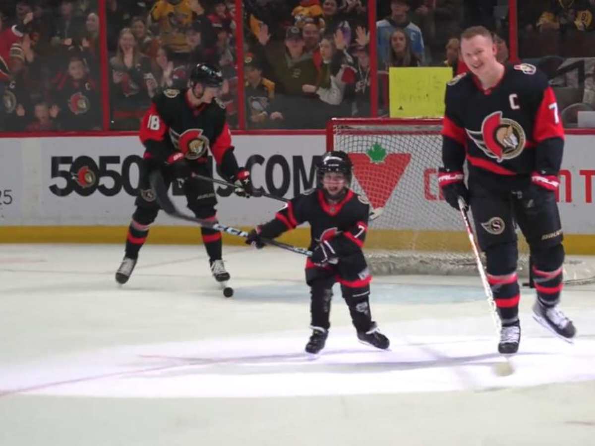 <strong></noscript>WATCH: Brady Tkachuk welcomes 7-year-old Daniel Maloney Make-A-Wish participant prior game against Penguins</strong>