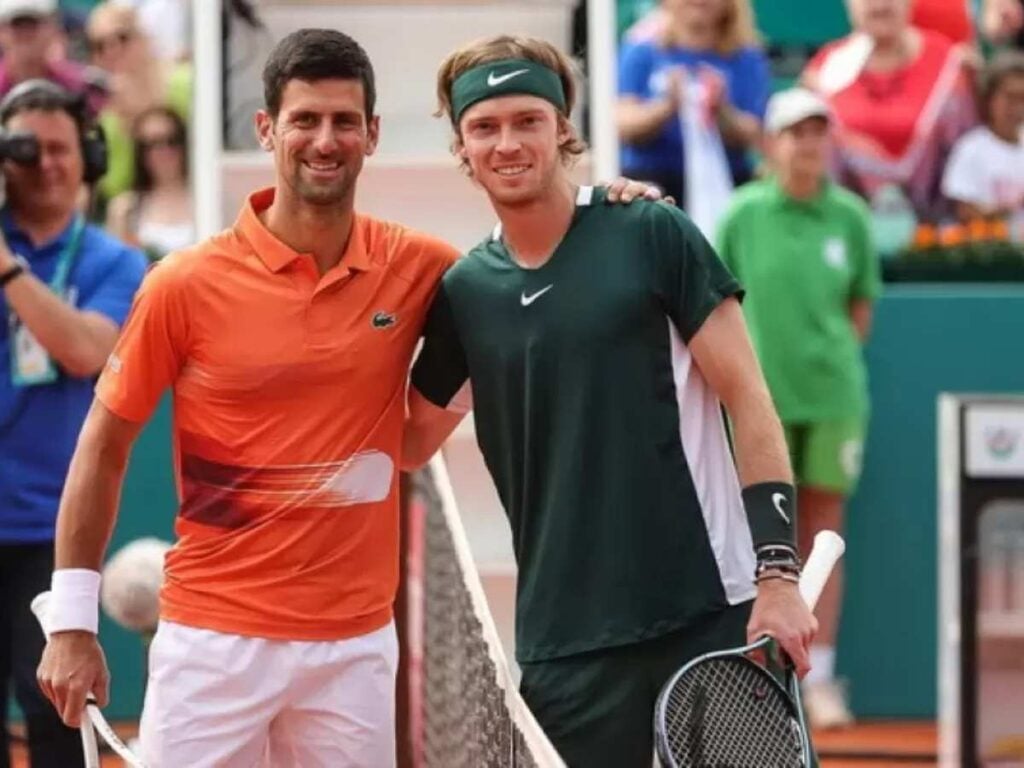 Novak Djokovic and Andrey Rublev