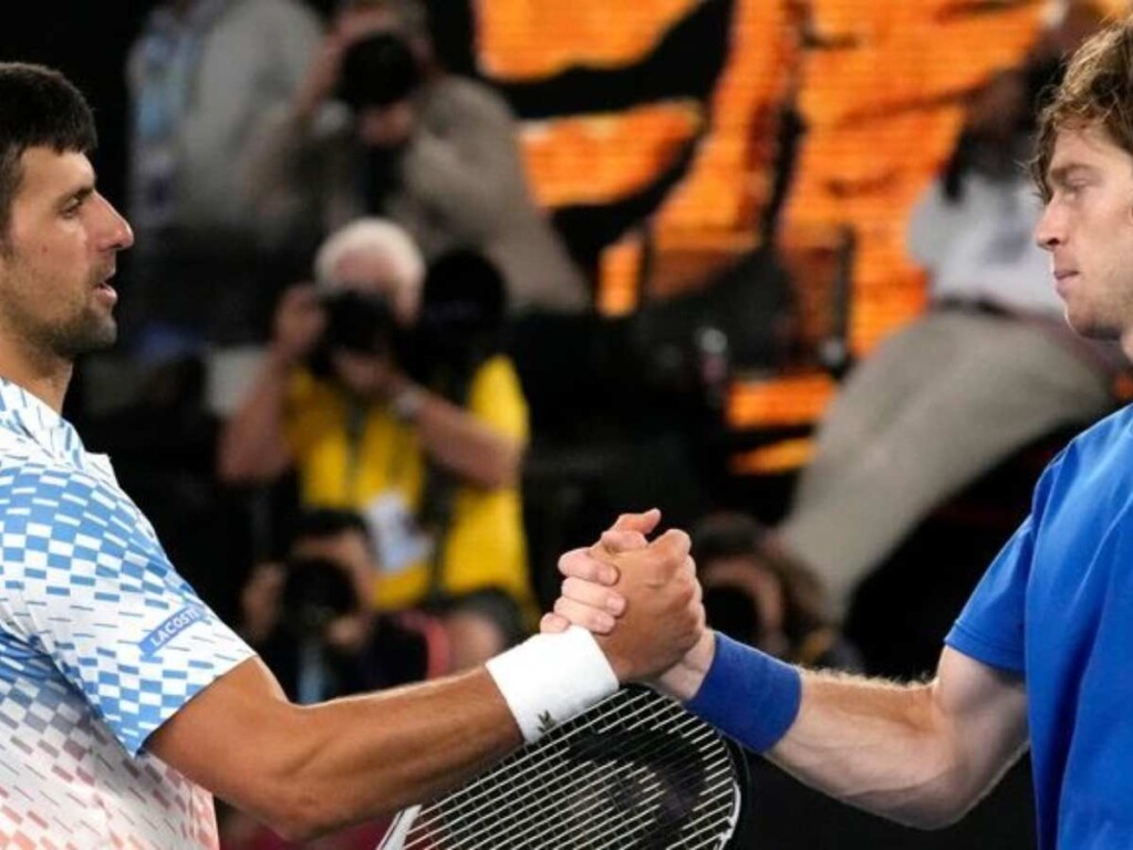 Novak Djokovic and Andrey Rublev