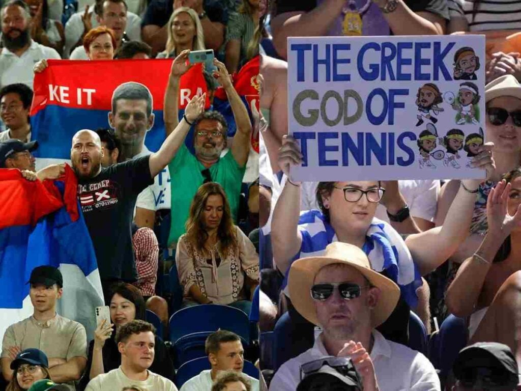 Serbian and Greek fans at the Australian Open