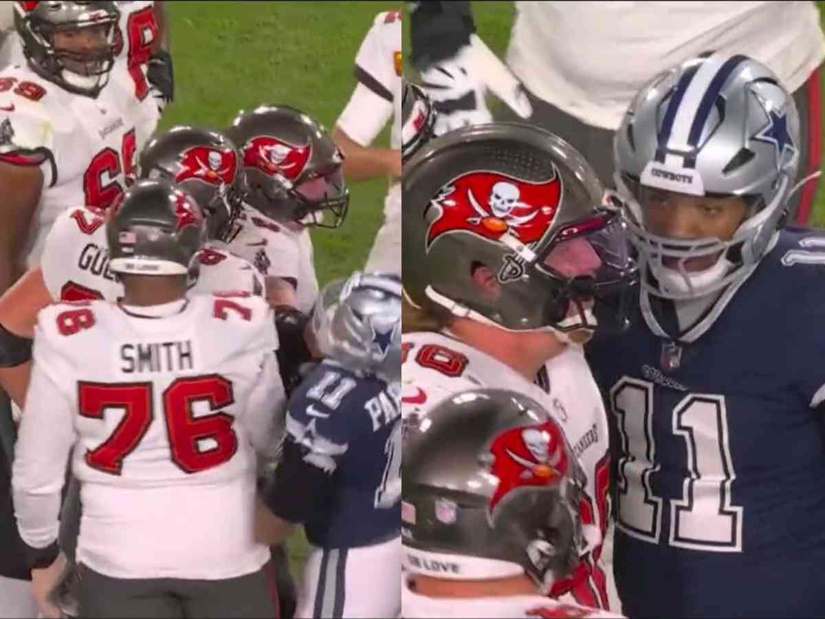 Watch: Cowboys LB Micah Parsons tries to join Tom Brady’s Huddle and gets ruthlessly pushed away by Bucs offensive line