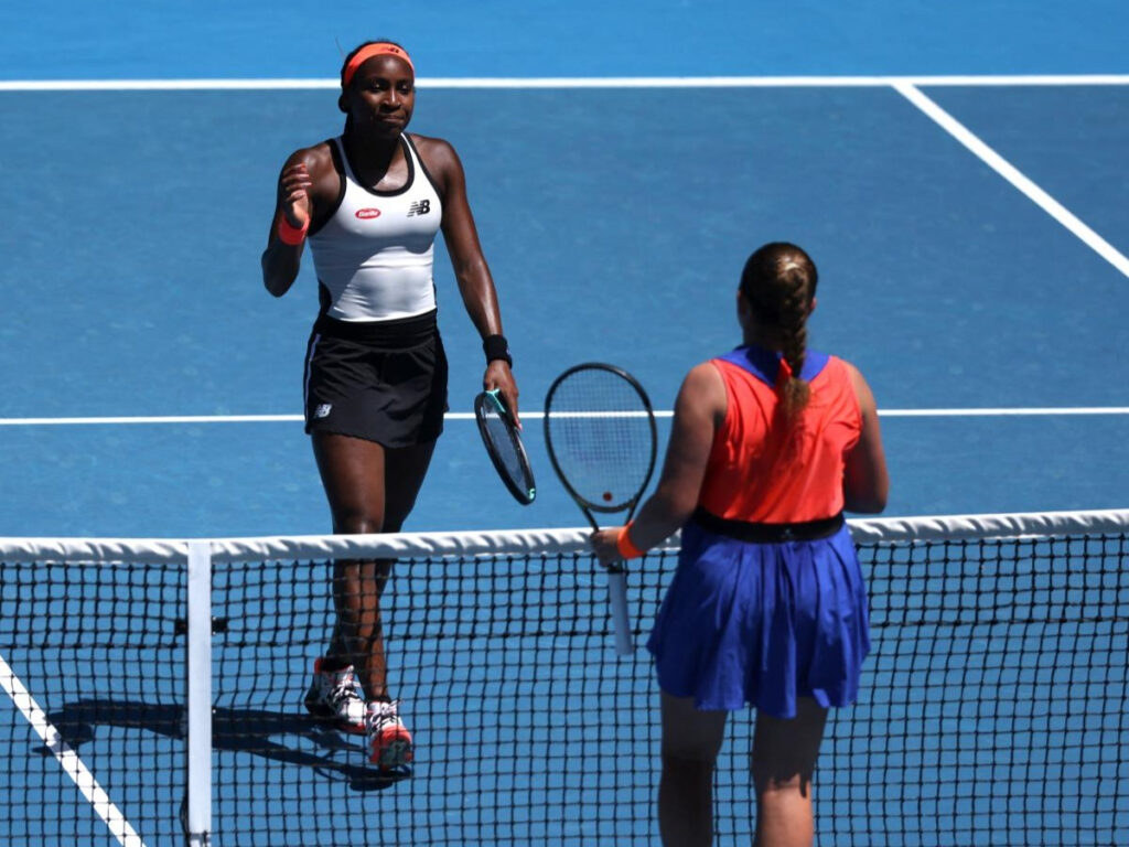 Coco Gauff and Jelena Ostapenko after the match