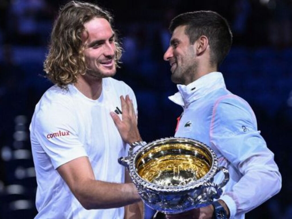 Stefanos Tsitsipas and Novak Djokovic