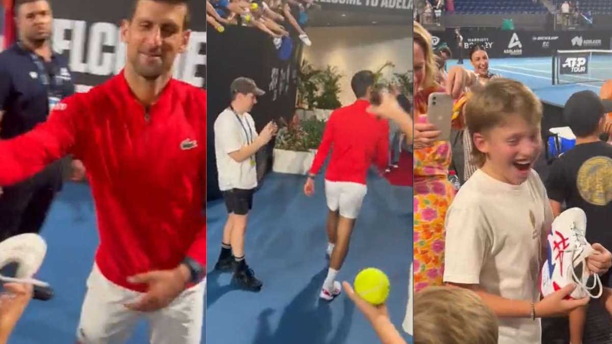 WATCH: Novak Djokovic treats young fan with a special autographed gift following his win over Daniil Medvedev