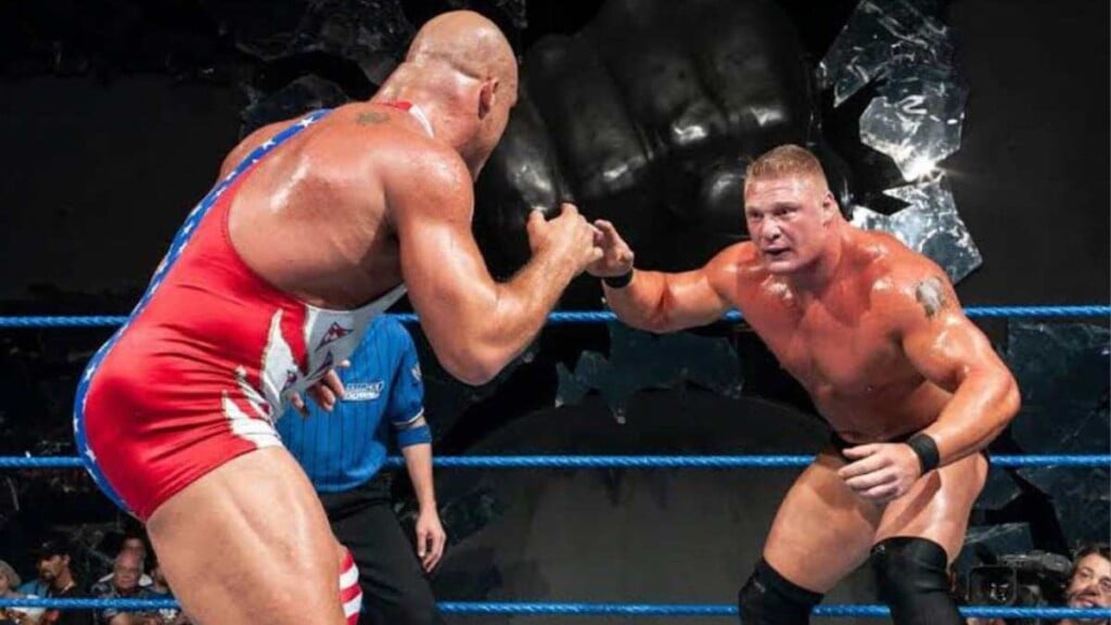 Brock Lesnar vs. Kurt Angle in the Iron Man Match in 2003. (Image Credits- YouTube)