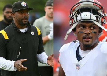 Mike Tomlin and Deshaun Watson (Image via Steelers Depot and Sports Illustrated)
