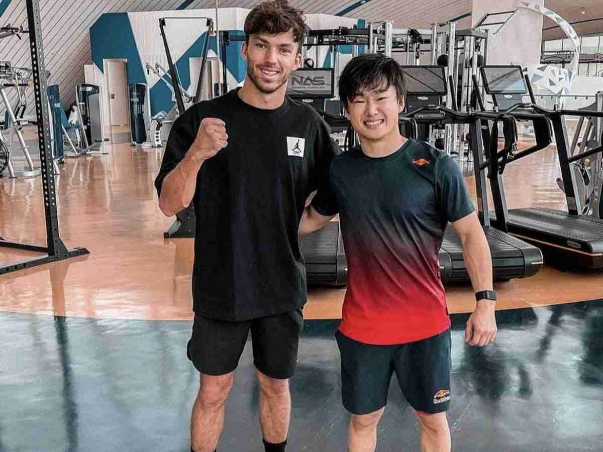 “Better romance than me and my wife” – Fans react as Pierre Gasly and Yuki Tsunoda reunite at the gym