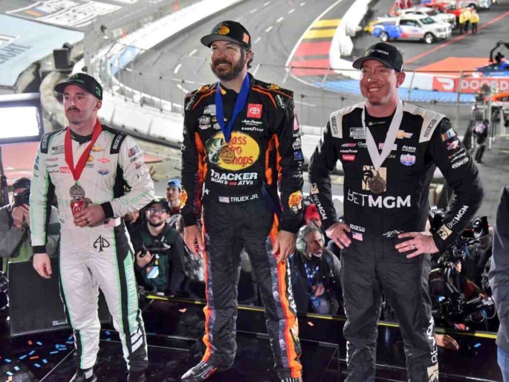 Austin Dillon, Martin Truex Jr. and Kyle Busch