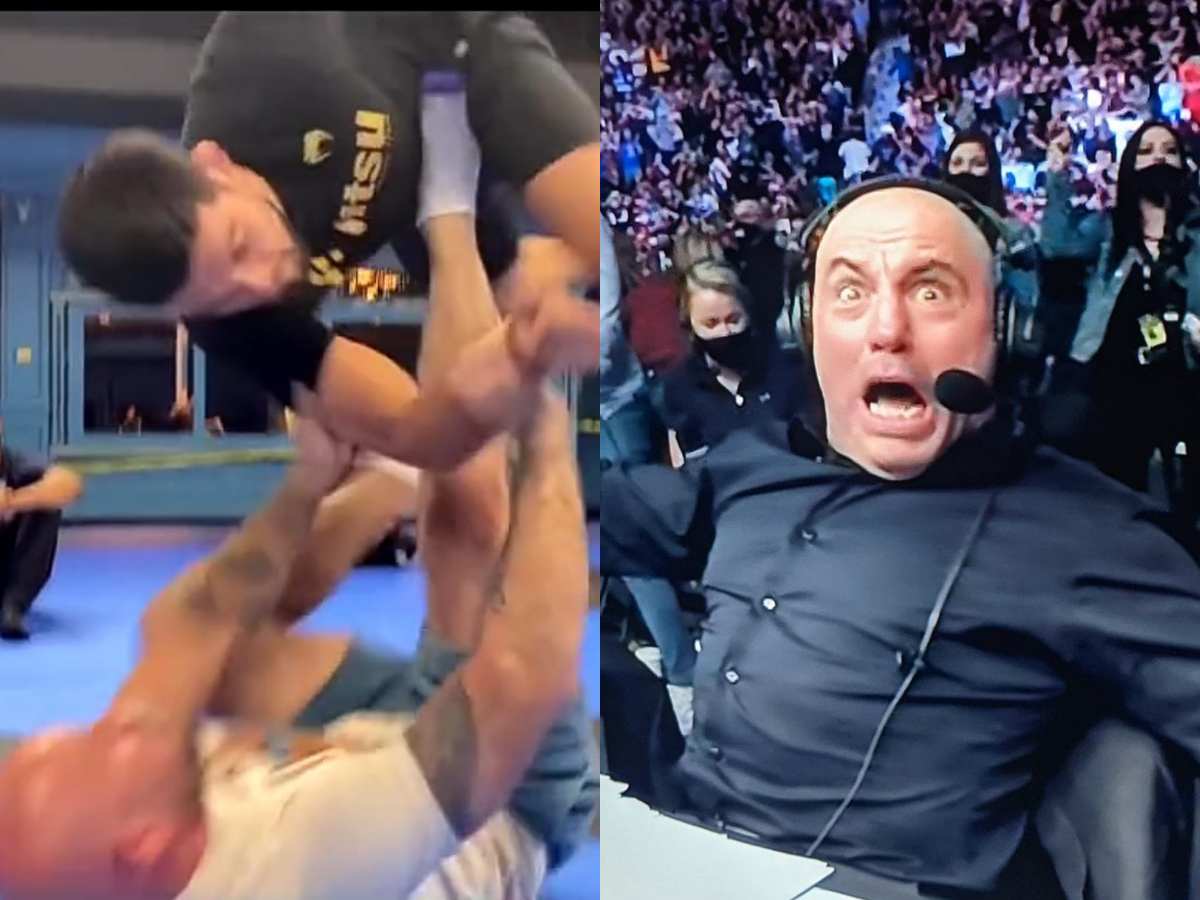 “Imagine Joe Rogan trying to describe it” – Fighter performing GYMNASTIC version of triangle choke leaves fight fans in splits