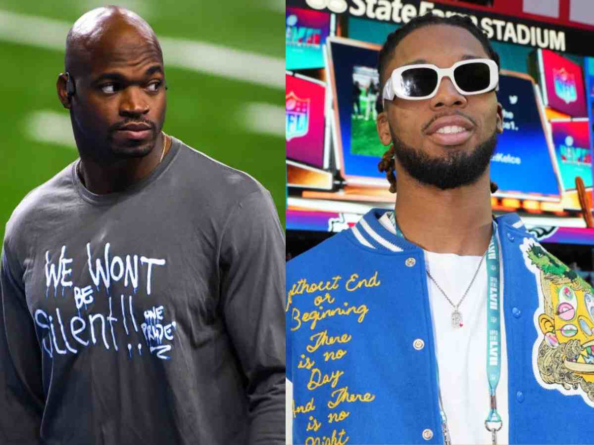 Vikings legend Adrian Peterson makes amends with Damar Hamlin after THRASHING him over his ‘blasphemous’ Super Bowl outfit