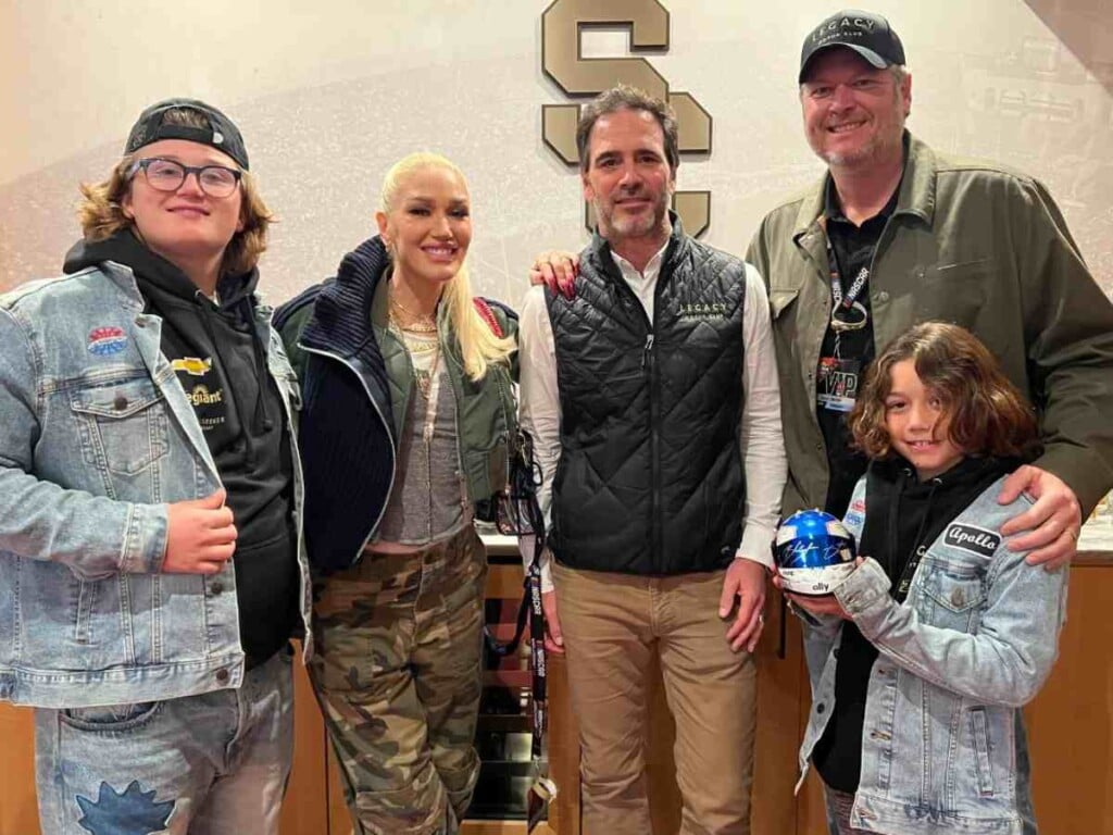 Gwen Stefani and familiy with Jimmie Johnson 