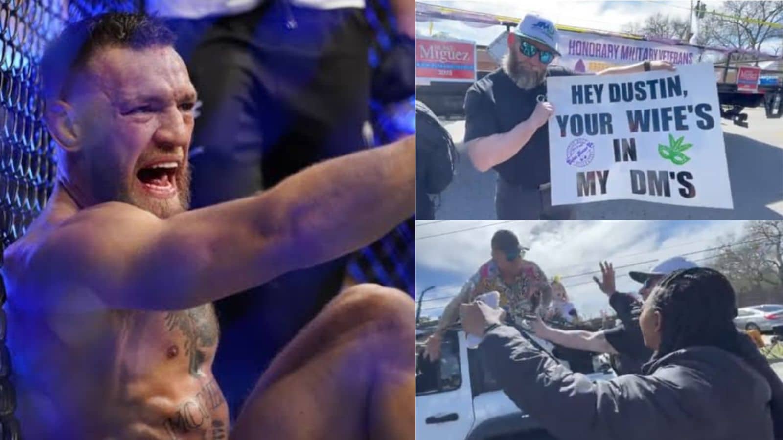 <strong>Mardi Gras turns Slapfest! Video goes VIRAL as Dustin Poirier slaps fan holding ‘your wife is in me dms’ banner</strong>