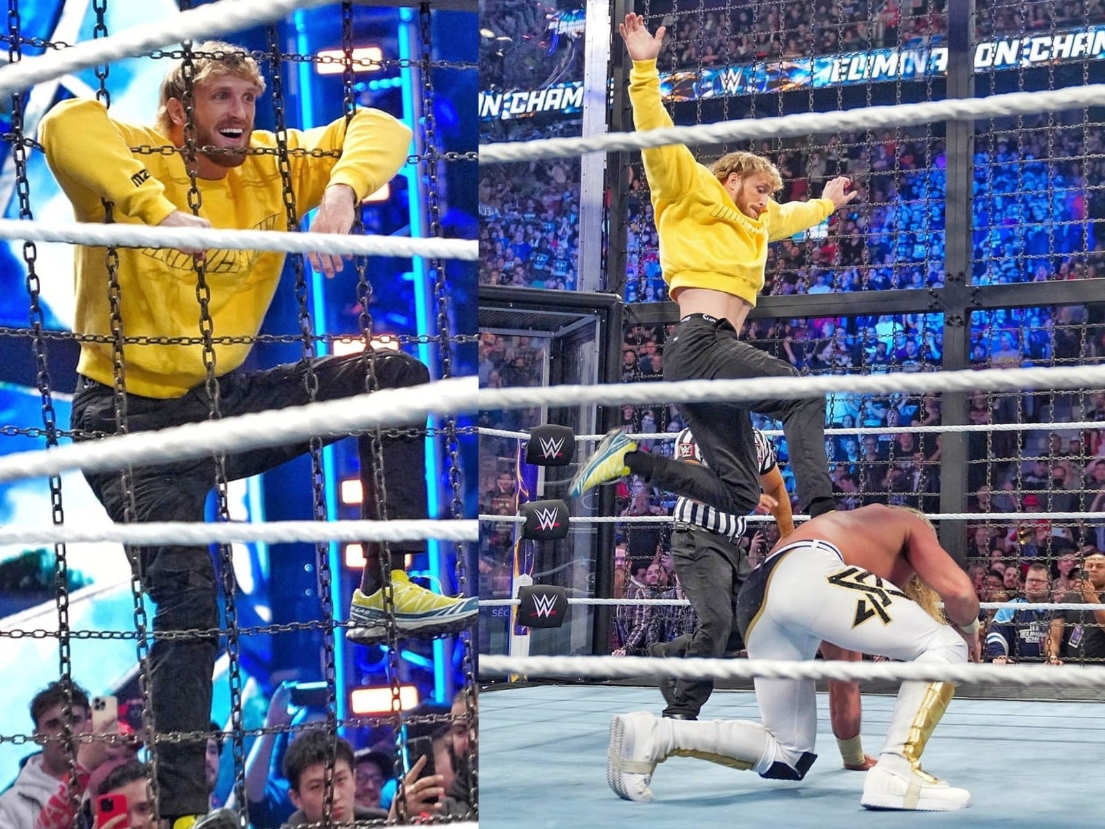 WATCH: Logan Paul makes a surprise appearance during the Men’s Elimination Chamber match, snubs Seth Rollins over the United States Championship