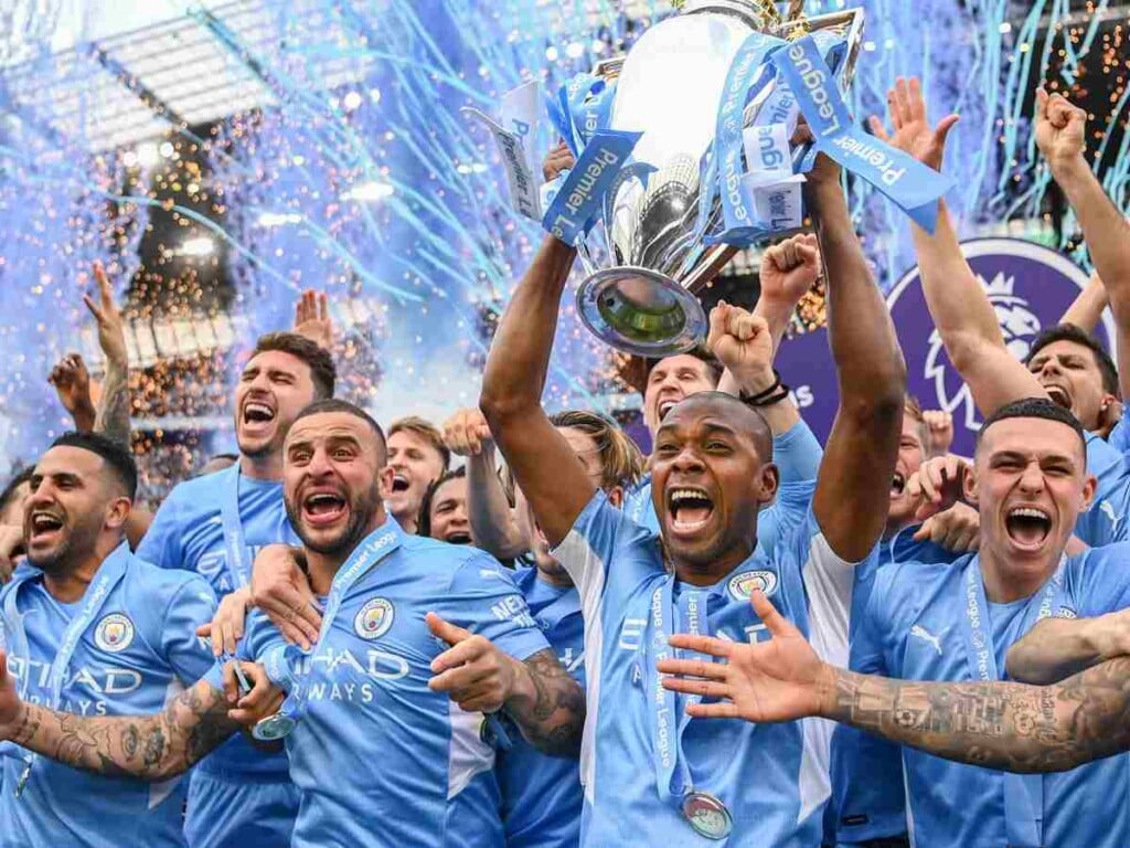 Manchester City after winning the Premier League 