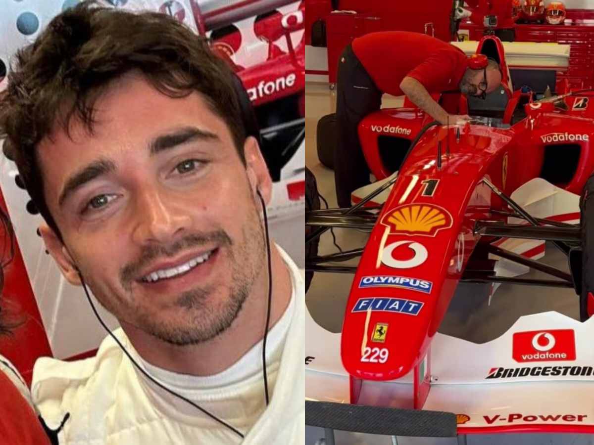 “Lucky son of the b*stard,” Fans react as Charles Leclerc takes Michael Schumacher’s $9.5 million dollar Ferrari for a spin