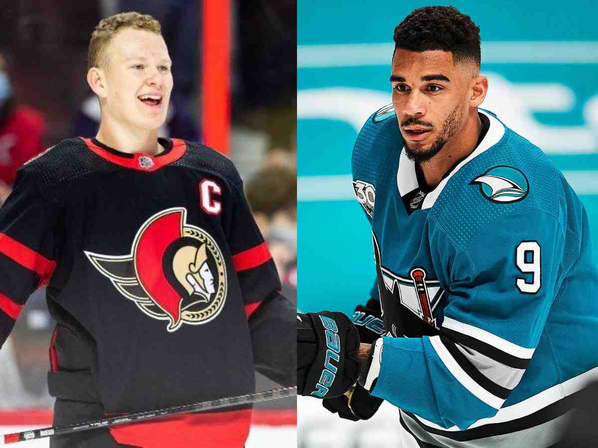 Evander Kane and Brady Tkachuk go toe-to-toe in heated exchange in the Sharks vs Senators game