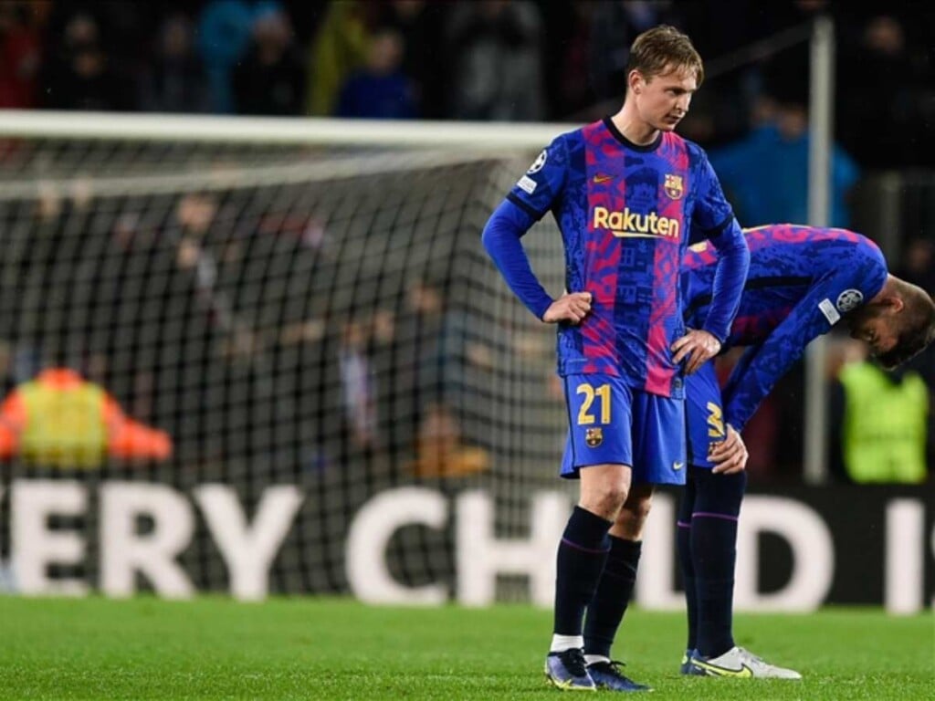 Barcelona players after a loss in La Liga