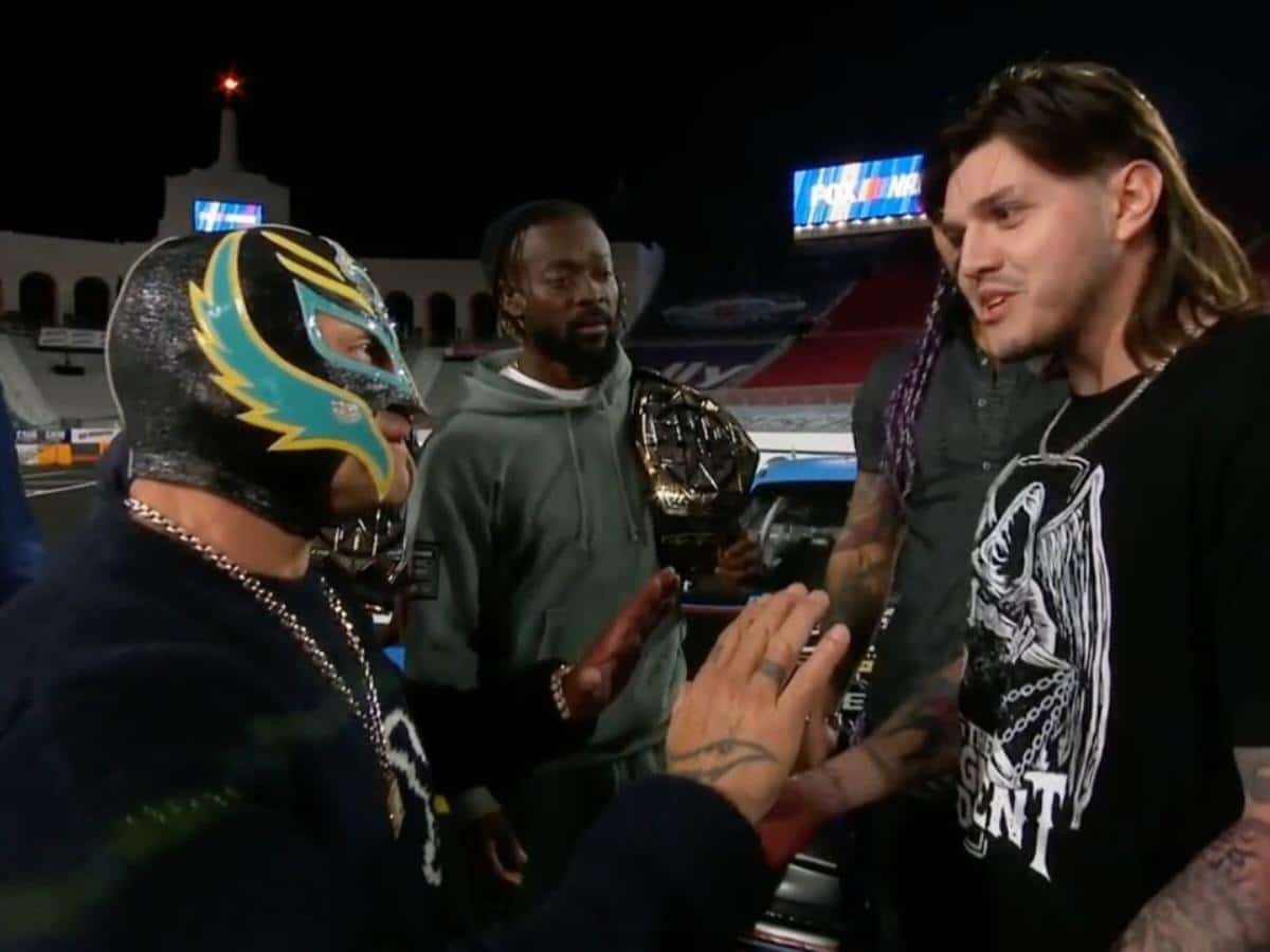 WATCH: Rey and Dominik Mysterio heats up their rivalry with an epic NASCAR race at the LA Memorial Coliseum