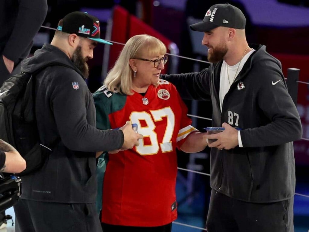 Donna Kelce with her sons Jason and Travis [Image Credit: Forbes]