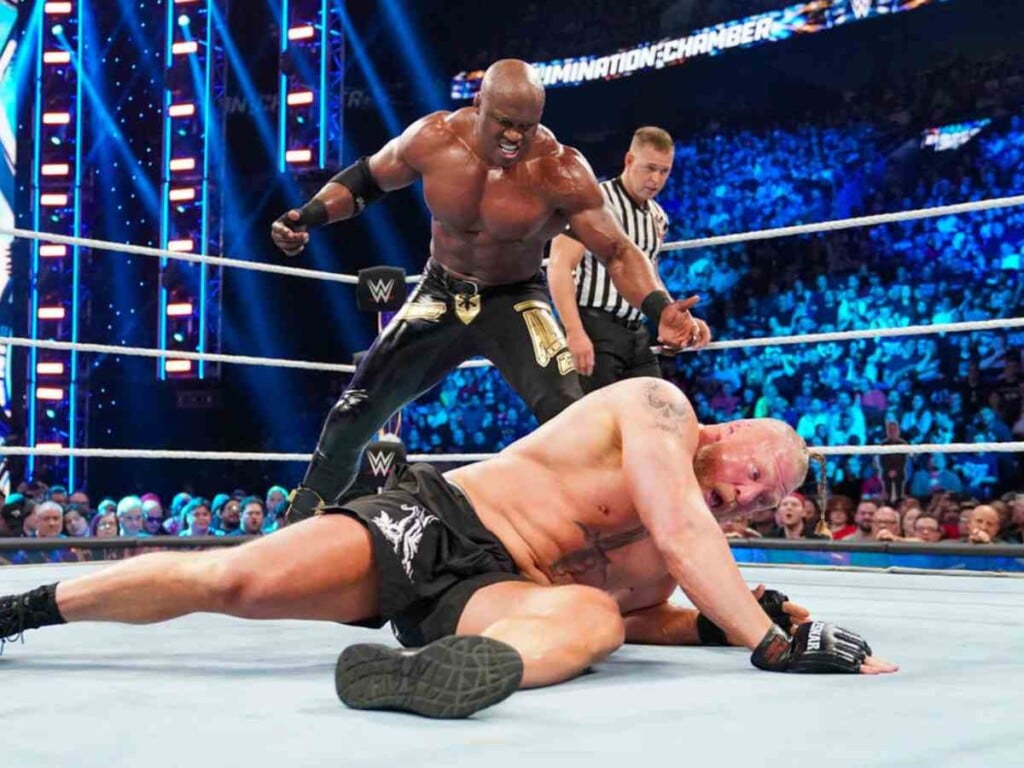 Bobby Lashley Brock Lesnar Elimination Chamber