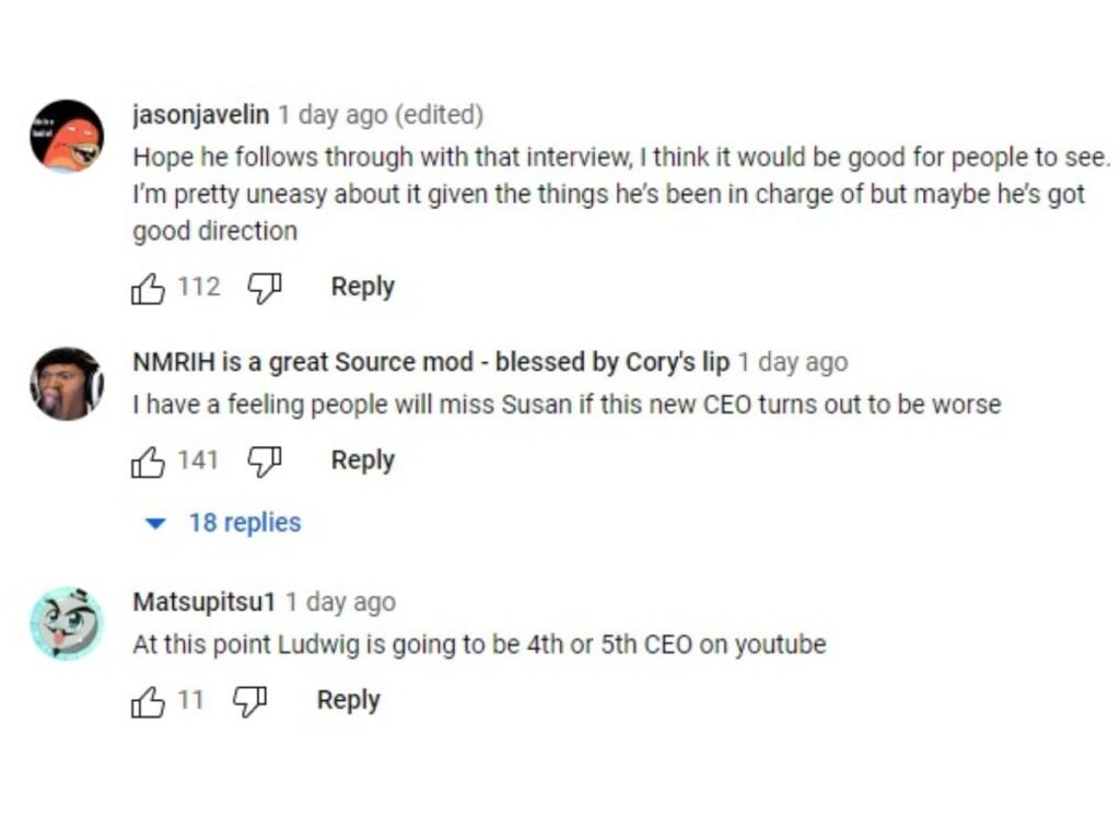 Ludwig hints on an upcoming interview with present YouTube CEO Neal Mohan