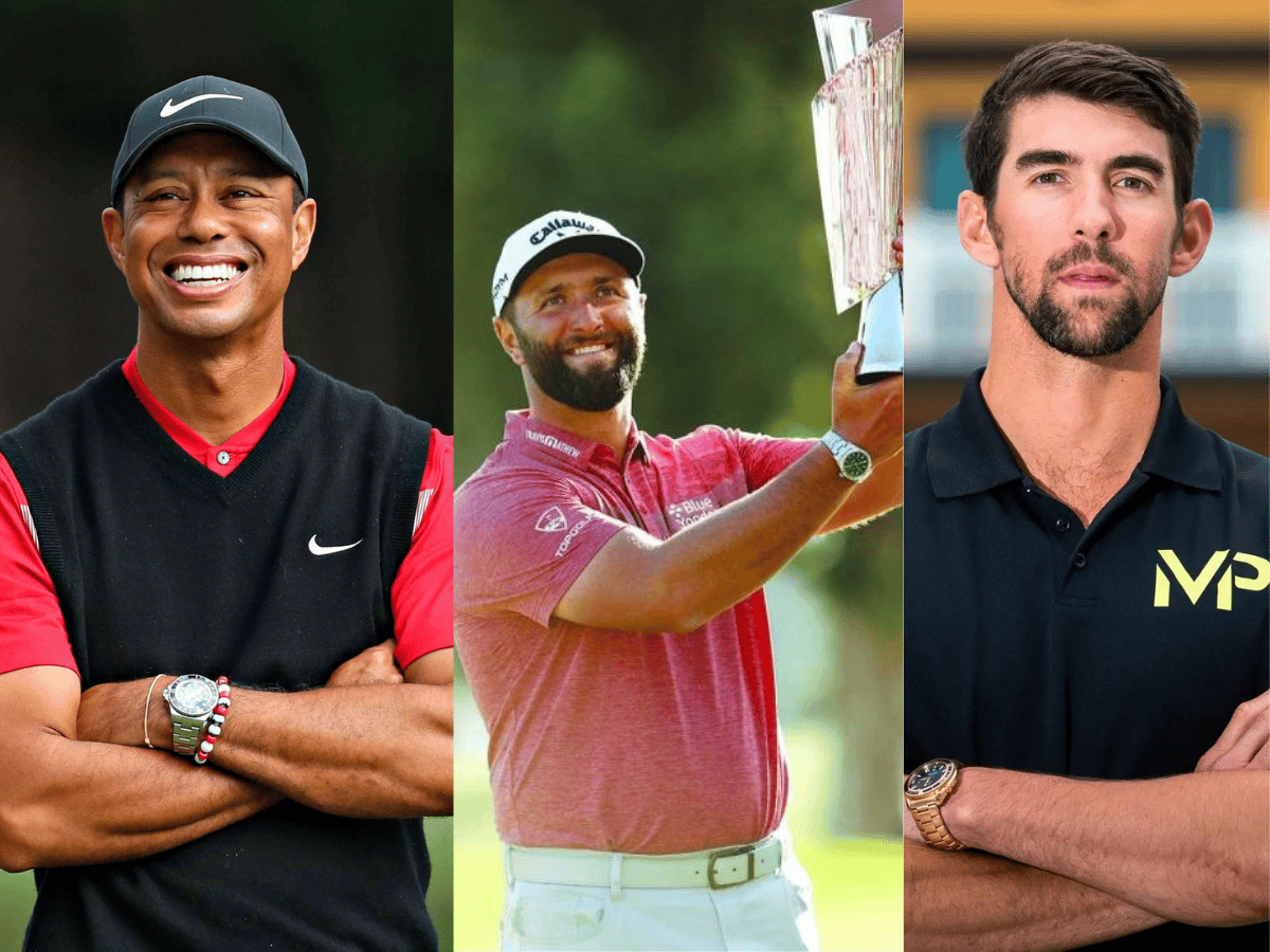 <strong>GOAT Tiger Woods and Michael Phelps congratulate Jon Rahm following 3rd victory of PGA Tour at 2023 Genesis International</strong>